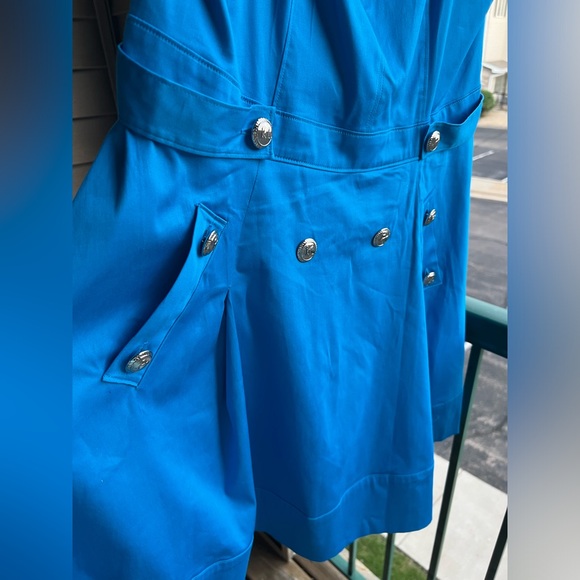 Karl Lagerfeld Blue and Gold A-Line Mini Dress - Picture 9 of 17